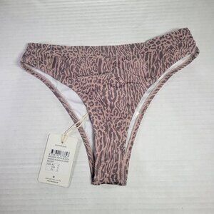 Rhythm Women High-Cut Blush Animal Print Bikini Bottoms Size S